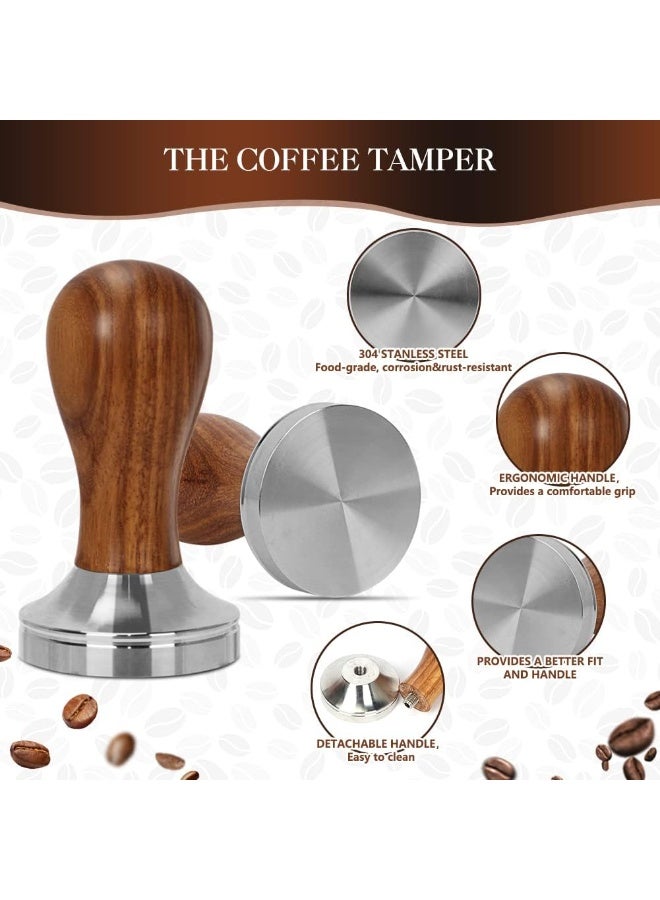 Bukela 23 PCS Coffee Tamper Set, Espresso Accessories Kit Barista Kit, with Espresso Tamper 51mm, Coffee Stirrer, Frothing Pitcher, Tamper Mat, Latte Art Pen, Sandalwood Tamper for Espresso Machine - Image 3